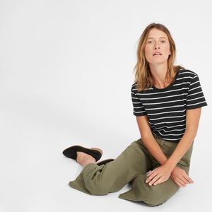 Everlane Cotton Box-Cut Tee Black/Bone Mid Stripe